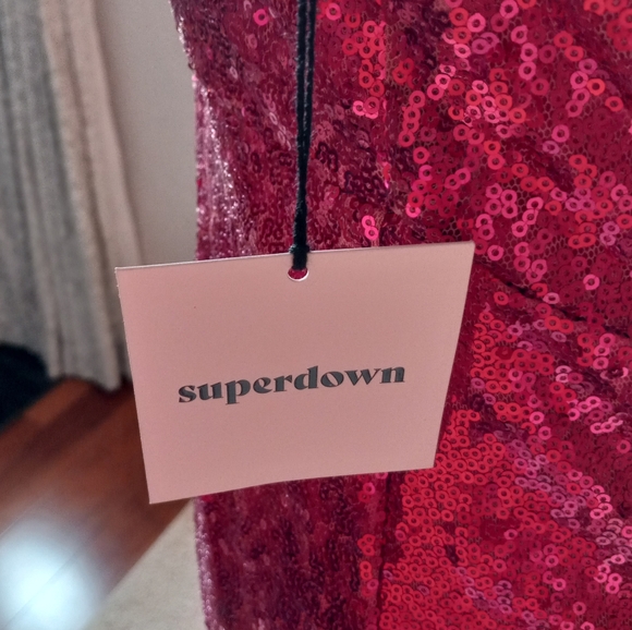 Superdown Hot Pink Strapless Sequin Mini - Picture 10 of 12